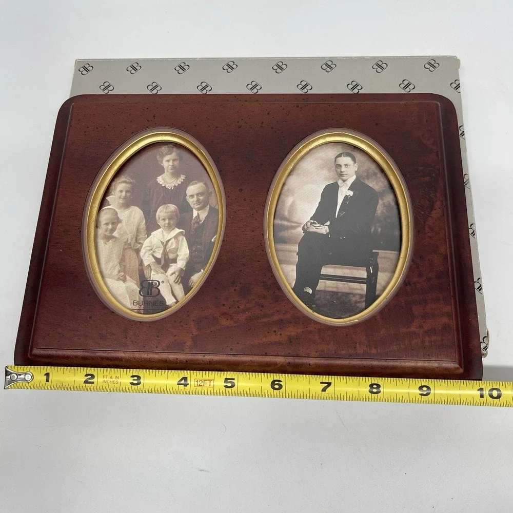Vintage 80's Burnes of Boston Wood Double Oval Picture Frame NOS Original Box